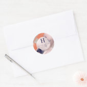 PixDezines Monogramm, Blush+Navy-Farbblock Runder Aufkleber (Umschlag)