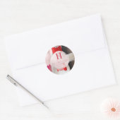 PixDezines Monogramm, Blush+Red-Farbblock Runder Aufkleber (Umschlag)