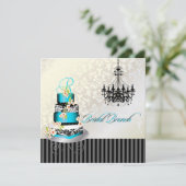 PixDezines Monogramm Brause, aquamariner Blaukuche Einladung (Stehend Vorderseite)