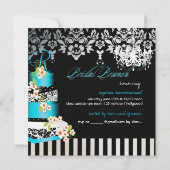 PixDezines Monogramm Brause, aquamariner Blaukuche Einladung (Rückseite)