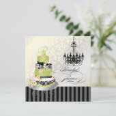 PixDezines Monogramm Braut, grüner Teekuchen Einladung (Stehend Vorderseite)