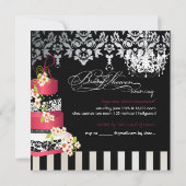 PixDezines Monogramm Brautkuchen, roter Samtkuchen Einladung (Rückseite)