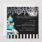 PixDezines Monogramm Brautparty, Blauer Kuchen Einladung (Rückseite)