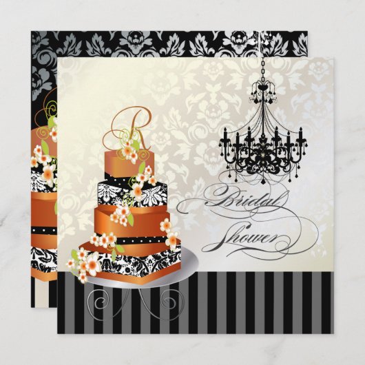 PixDezines-Monogramm-Bridal, gebrannter Aprikosenk Einladung (Vorne/Hinten)