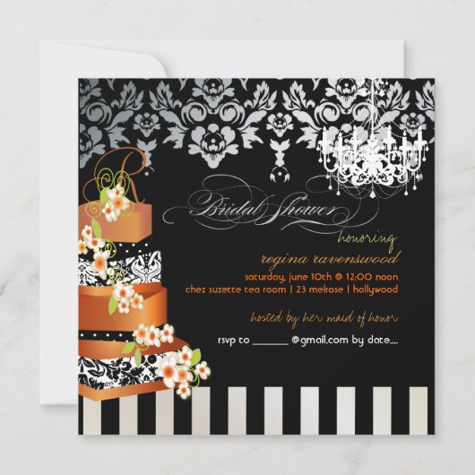 PixDezines-Monogramm-Bridal, gebrannter Aprikosenk Einladung (Rückseite)