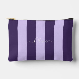 PixDezines Monogramm Cabana-Streifen Pflaume Flied Zubehörtasche