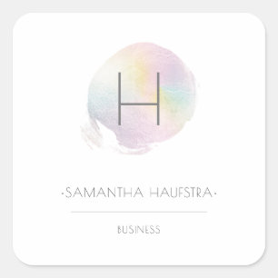 PixDezines Monogramm Faux-Holografisch Quadratischer Aufkleber