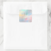 PixDezines Monogramm Iridescent Brushed Wasserfarb Quadratischer Aufkleber (Tasche)