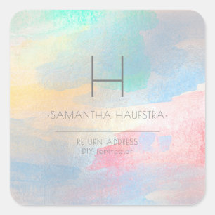 PixDezines Monogramm Iridescent Gebürstet Wasserfa Quadratischer Aufkleber