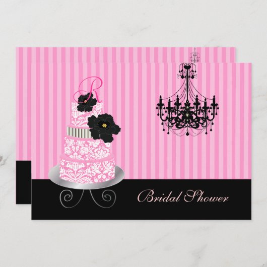 PixDezines Monogramm Kuchen, Brautparty Einladung (Vorne/Hinten)