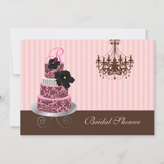 PixDezines Monogramm Kuchen, Brautparty Einladung (Vorderseite)