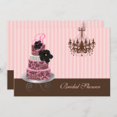 PixDezines Monogramm Kuchen, Brautparty Einladung (Vorne/Hinten)