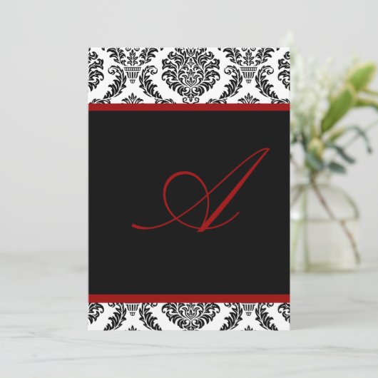 PixDezines Monogramm Rosette-Damast/DIY-Farbe+Schr Einladung (Stehend Vorderseite)