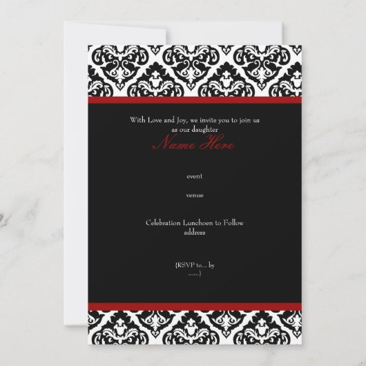 PixDezines Monogramm Rosette-Damast/DIY-Farbe+Schr Einladung (Rückseite)