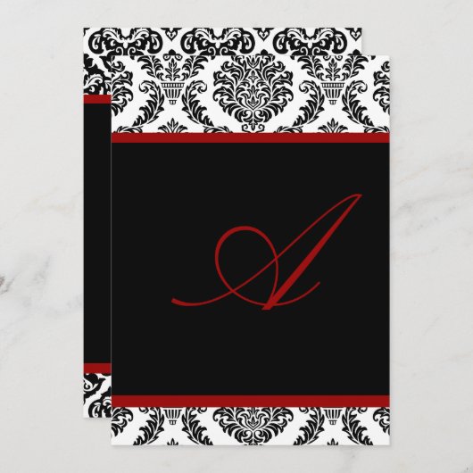 PixDezines Monogramm Rosette-Damast/DIY-Farbe+Schr Einladung (Vorne/Hinten)