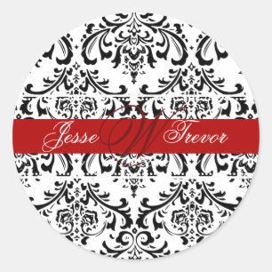 PixDezines Monogramm Rossi Damast, DIY-Farbe Runder Aufkleber