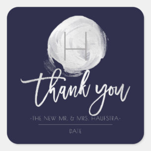 PixDezines Monogramm Silberfolie, DIY Navy Blau Quadratischer Aufkleber