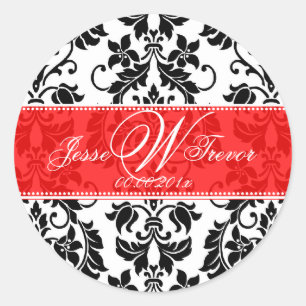 PixDezines Monogramm Tanza Damast, DIY-Hintergrund Runder Aufkleber