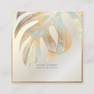PixDezines MONSTERA, DUO TONE FALSCH FOIL Quadratische Visitenkarte