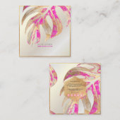 PixDezines MONSTERA, DUO TONE IMITATS FOIL, WARNPI Quadratische Visitenkarte (Vorne/Hinten)