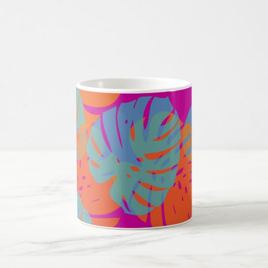 PixDezines Monstera Leaves/DIY Hintergrundfarbe! Kaffeetasse (Mittel)