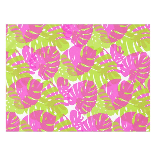 PixDezines Monstera/Neon Pink/Limon/DIY Hintergrun Tischdecke (Vorderseite (Horizontal))