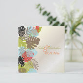 PixDezines Monstera, tropische Blätter+Wirbel Einladung (Stehend Vorderseite)