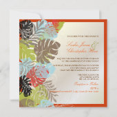 PixDezines Monstera, tropische Blätter+Wirbel Einladung (Rückseite)