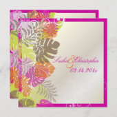 PixDezines Monstera, tropische Blätter+Wirbel Einladung (Vorne/Hinten)