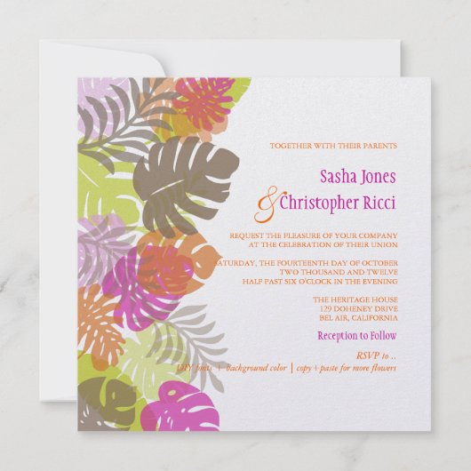 PixDezines Monstera, tropische Blattfarben Einladung (Rückseite)