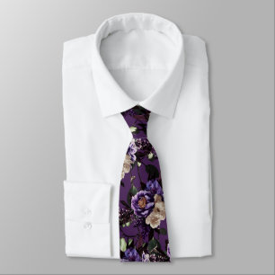 PixDezines Moody Botanical Purple Flowers Krawatte