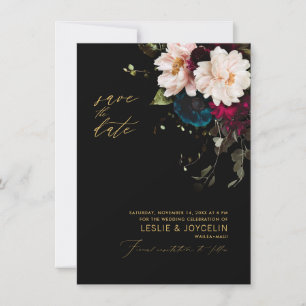 PixDezines Moody Botanische Blumen Teal Burgund Einladung