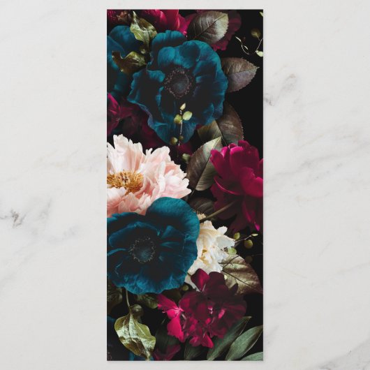 PixDezines Moody Botanischer Aquamariner Anemone B Menükarte (Rückseite)