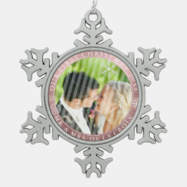 PixDezines Mr.&Mrs. 1. Weihnachts-Rose Schneeflocken Zinn-Ornament