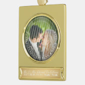 PixDezines Mr. & Mrs. First Christmas Wedding Foto Banner-Ornament Gold (Links)