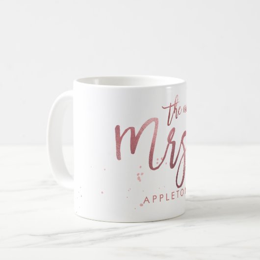 PixDezines Mrs./Imitats Rose Gold/Moderne Schrift Kaffeetasse (Vorderseite Links)