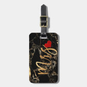 PixDezines MRS SCHWARZE MARBLE+IMITATE GOLD Gepäckanhänger (Vorderseite vertikal)