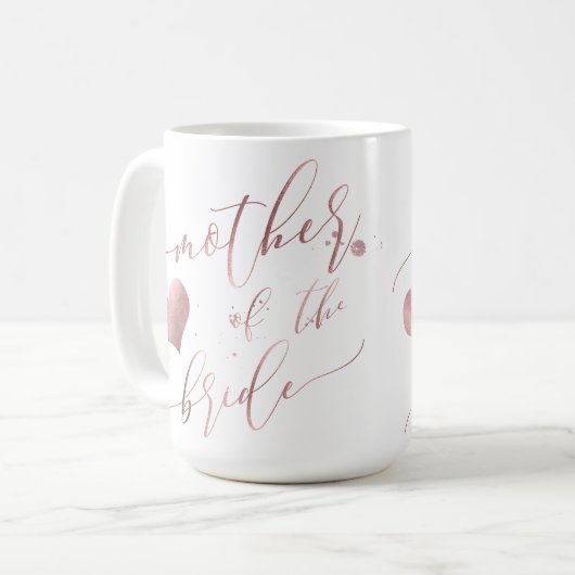 PixDezines Mutter von Bride/Imitats Rose Gold Scri Kaffeetasse (Vorderseite Links)