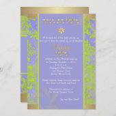 PixDezines natasha Damask/Bat Mitzvah/pink/gold Einladung (Vorne/Hinten)