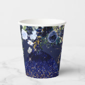 PixDezines Navy Blue Gold Glitzer QuinceDress Pape Pappbecher (Vorderseite)
