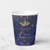 PixDezines Navy Blue Gold Glitzer QuinceDress Pappbecher (Links)
