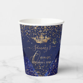 PixDezines Navy Blue Gold Glitzer QuinceDress Pappbecher