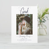 PixDezines Navy Blue Grad Flat Announcement Card Ankündigung (Stehend Vorderseite)