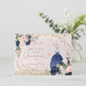 PixDezines Navy Blue Save the Date Quinceanera Einladung (Stehend Vorderseite)