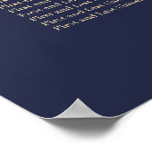 PixDezines Navy+Gold-Kalligraphie, Seating Chart Poster (Ecke)