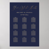 PixDezines Navy+Gold-Kalligraphie, Seating Chart Poster (Vorne)