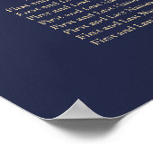PixDezines Navy+Gold-Kalligraphie, Seating Chart Poster (Ecke)
