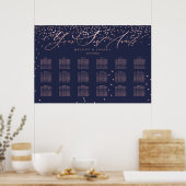 PixDezines Navy+Rose Gold Script, Seating Chart Poster (Küche)