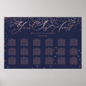 PixDezines Navy+Rose Gold Script, Seating Chart Poster (Vorne)