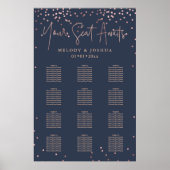 PixDezines Navy+Rose Gold Script, Seating Chart Poster (Vorne)